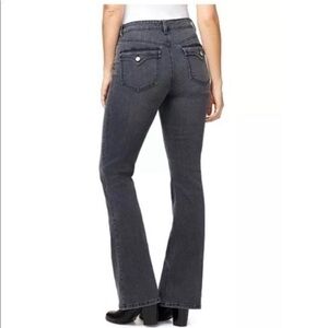 NWT Gloria Vanderbilt Mid Rise Bootcut Jeans Pockets Grayish Black Slimming sz 8